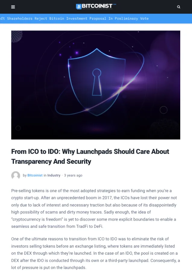 From ICO to IDO: Why Launchpads Should Care About Transparency And Security