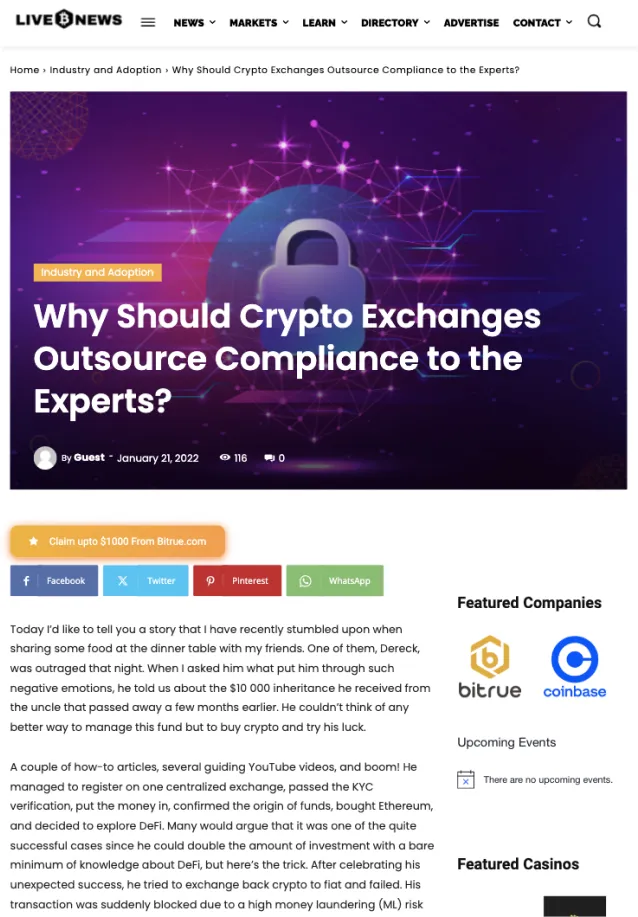 Why Should Crypto Exchanges Outsource Compliance to the Experts?